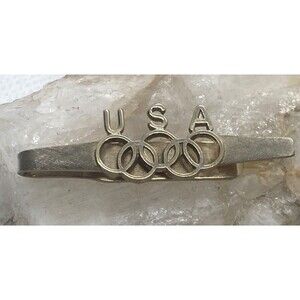 Vintage Dante USA‎ Olympics Tie Bar Gold Tone Metal Retro Minimalist Mens